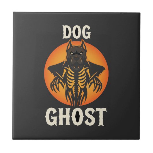 犬の幽霊のハロウィーン ホラー ベクター タイル (正面)