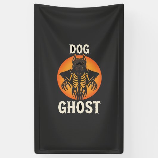 犬の幽霊のハロウィーン ホラー ベクター 横断幕 (縦)