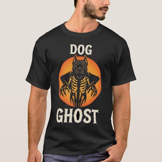 犬の幽霊のハロウィーン ホラー ベクター Tシャツ (正面)