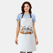 犬の幽霊コスチュームハロウィンクラシックTシャツ エプロン (着用した状態)