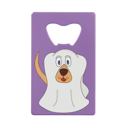 犬の幽霊ハロウィーンの衣装 クレジットカード栓抜き (正面)