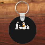 犬の幽霊衣装おもしろい犬ハロウィーン男性W キーホルダー (正面)