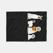 犬の幽霊衣装おもしろい犬ハロウィーン男性W フリースブランケット (正面(横))