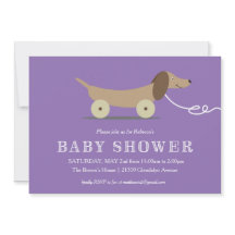 犬の引きのおもちゃのベビーシャワーの招待状