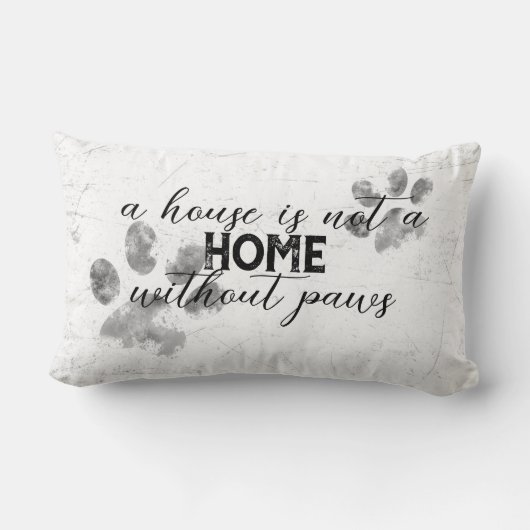 犬の引用文の手はグレーグランジと白のプリント ランバークッション (裏面)