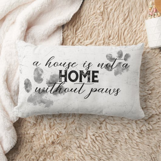 犬の引用文の手はグレーグランジと白のプリント ランバークッション (ブランケット)