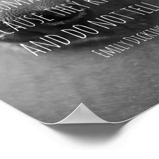 犬の引用文Emily Dickinsonの白黒の写真 ポスター (角)