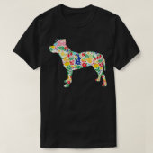 犬の復活祭バニーの衣装男性へ女性の子供ピブル Tシャツ (デザイン正面)