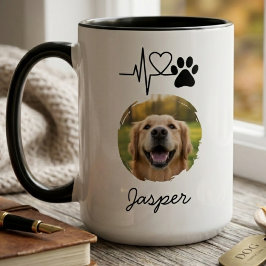 犬の心拍数 肉球の足跡 ペットへの思い出のギフト マグカップ