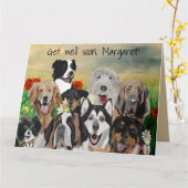 犬の応援団が間もなく元気になる カード (黄色い花)