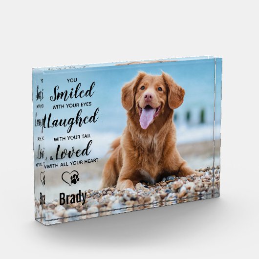 犬の思い出の形見ペットの損失ペット記念碑 フォトブロック (左)