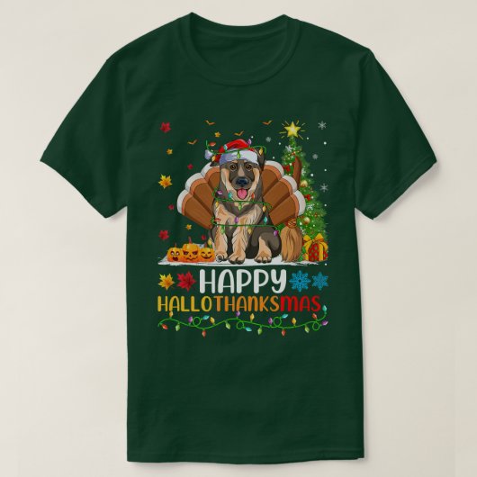 犬の恋人おもしろい幸せドイツの羊飼い犬ハローサ Tシャツ (デザイン正面)