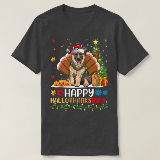 犬の恋人おもしろい幸せドイツの羊飼い犬ハローサ Tシャツ (デザイン正面)