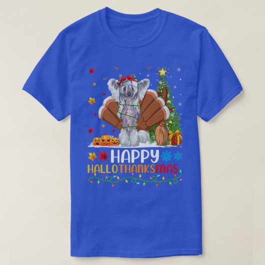 犬の恋人おもしろい幸せ中国のcrested犬HelloTha Tシャツ (デザイン正面)