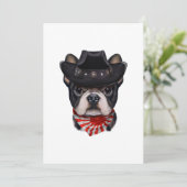 犬の恋人のためのカウボーイフランスのハットとフラッグブルドッグ 案内状 (スタンド正面)