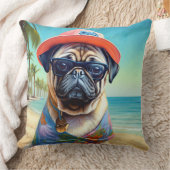 犬の恋人のためのビーチ、夏の贈り物にパグ クッション (ブランケット)