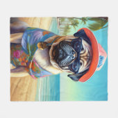 犬の恋人のためのビーチ、夏の贈り物にパグ フリースブランケット (正面(横))