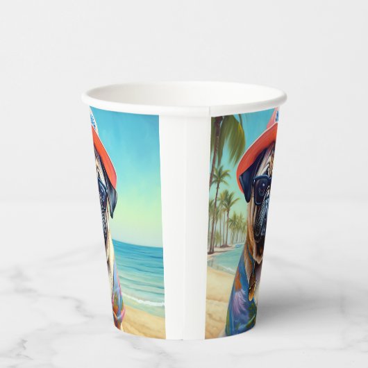 犬の恋人のためのビーチ、夏の贈り物にパグ 紙コップ (右)