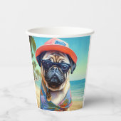 犬の恋人のためのビーチ、夏の贈り物にパグ 紙コップ (正面)