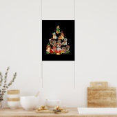 犬の恋人のギフトシーズー(犬)zuツリーのクリスマスライト ポスター (キッチン)