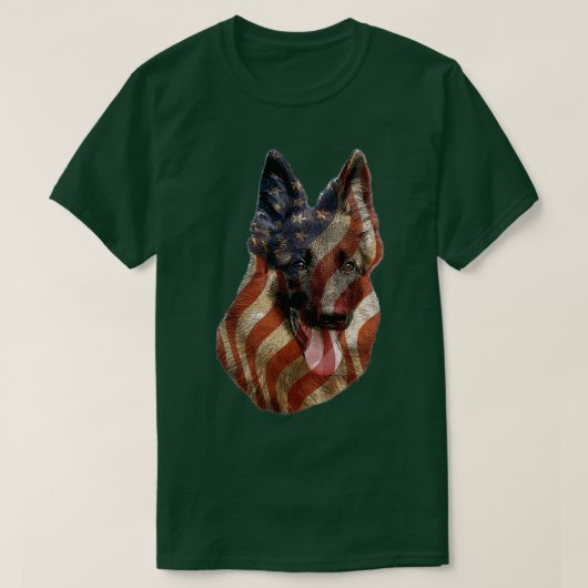 犬の恋人のギフト愛国的なアメリカ国旗ドイツの下絵 Tシャツ (デザイン正面)