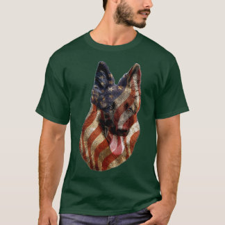 犬の恋人のギフト愛国的なアメリカ国旗ドイツの下絵 Tシャツ
