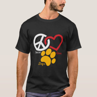 犬の恋人のギフト – Peace Love Animal Paw Print Tシャツ
