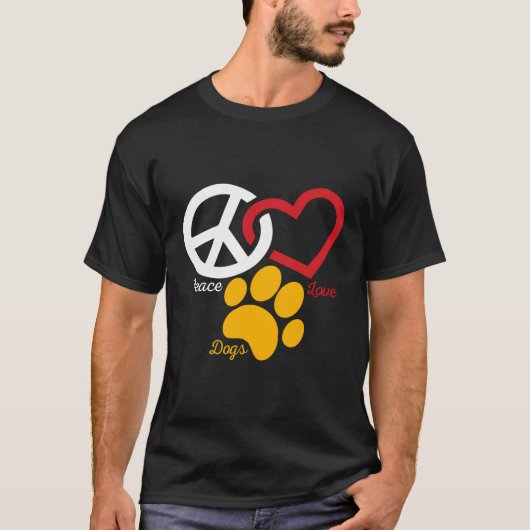 犬の恋人のギフト – Peace Love Animal Paw Print Tシャツ (正面)