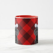 犬の恋人のニューファンドランドホリデーバッファロープレイド マグカップ (中央)