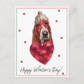犬の恋人のバレンタインギフトバセットハウンド シーズンポストカード (正面)