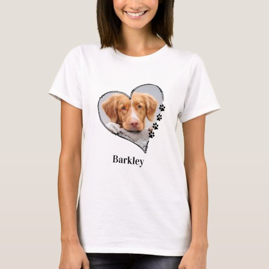 犬の恋人のパーソナライズされたポープリントハートペット写真 Tシャツ (正面)