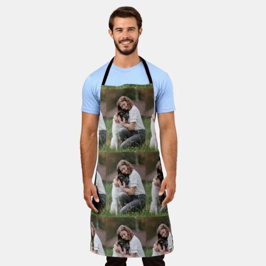 犬の恋人のパーソナライズされた写真 エプロン (着用した状態)