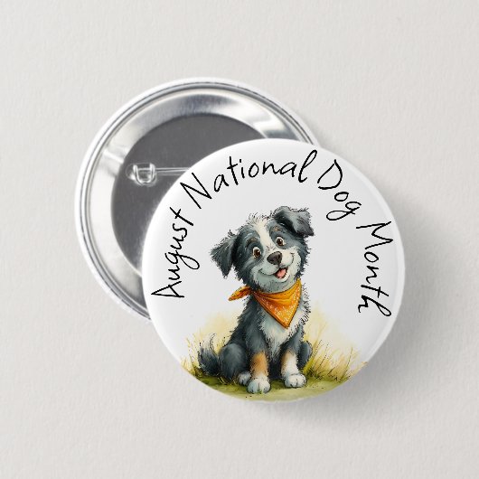 犬の恋人のピン – 全国の犬の月威厳がある 缶バッジ (正面&裏面)