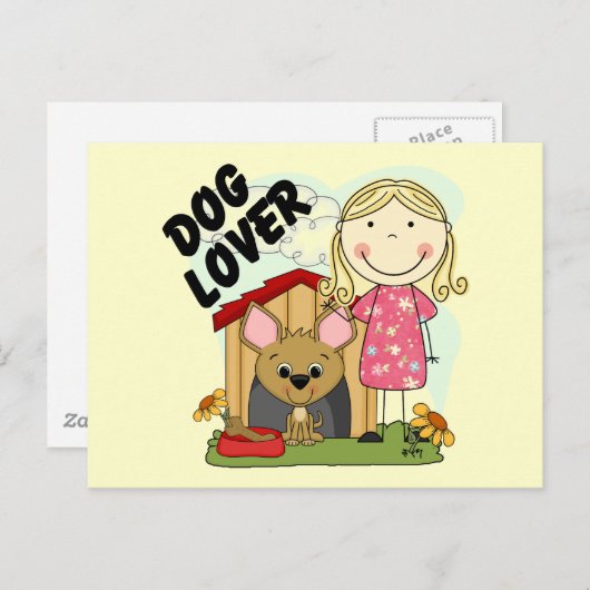 犬の恋人のブロンドの女の子のTシャツおよびギフト ポストカード (正面/裏面)