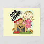 犬の恋人のブロンドの女の子のTシャツおよびギフト ポストカード (正面)