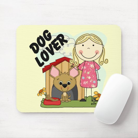 犬の恋人のブロンドの女の子のTシャツおよびギフト マウスパッド (マウス)