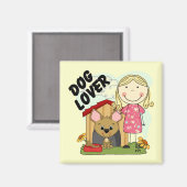 犬の恋人のブロンドの女の子のTシャツおよびギフト マグネット (正面/裏面)