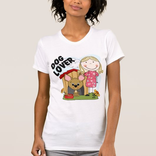 犬の恋人のブロンドの女の子のTシャツおよびギフト Tシャツ (正面)