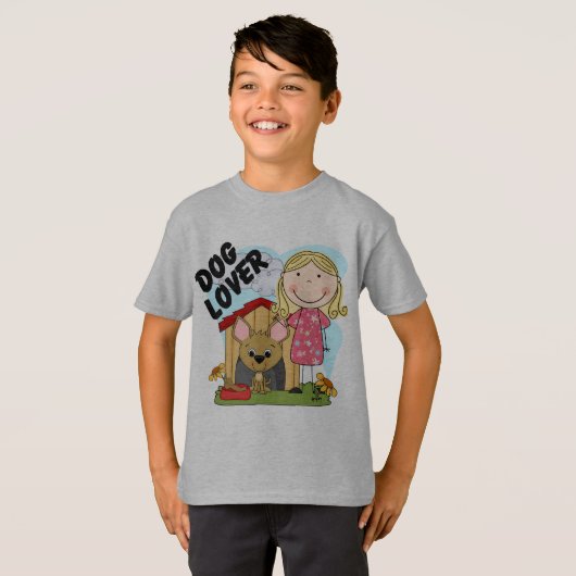 犬の恋人のブロンドの女の子のTシャツおよびギフト Tシャツ (正面フル)