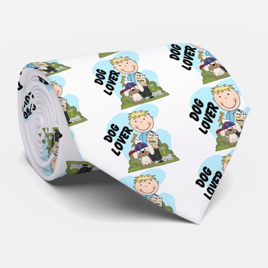 犬の恋人のブロンドの男の子のTシャツおよびギフト ネクタイ (ロール)