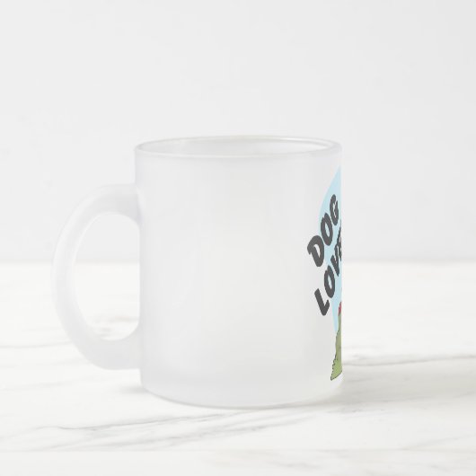 犬の恋人のブロンドの男の子のTシャツおよびギフト フロストグラスマグカップ (左)