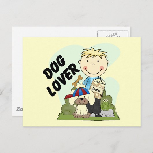 犬の恋人のブロンドの男の子のTシャツおよびギフト ポストカード (正面/裏面)