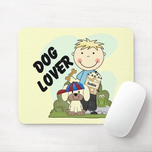 犬の恋人のブロンドの男の子のTシャツおよびギフト マウスパッド (マウス)