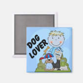 犬の恋人のブロンドの男の子のTシャツおよびギフト マグネット (正面/裏面)