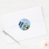 犬の恋人のブロンドの男の子のTシャツおよびギフト ラウンドシール (封筒)