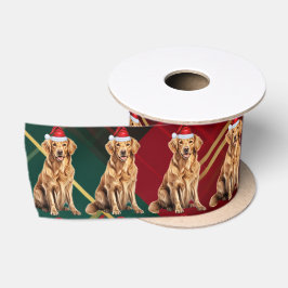 犬の恋人のプレイドとゴールデンレトリバーのクリスマス サテンリボン