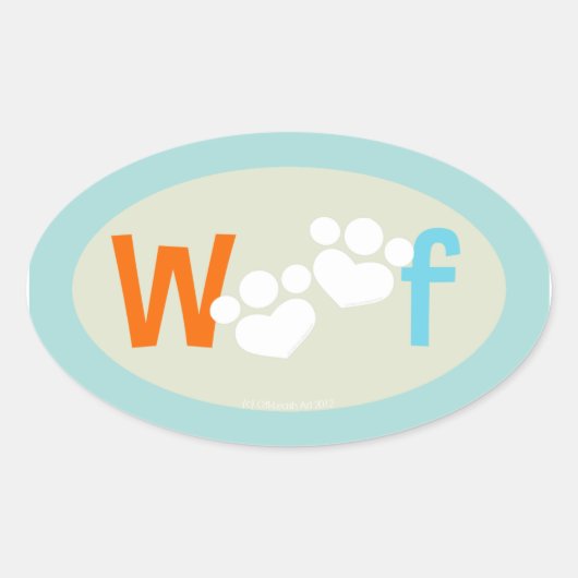 犬の恋人のポープリントWOOF 楕円形シール (正面)