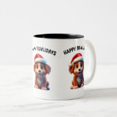 犬の恋人のマグカップ – Happy Pawlidays ツートーンマグカップ (正面右)