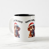 犬の恋人のマグカップ – Happy Pawlidays ツートーンマグカップ (正面左)