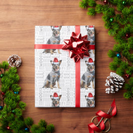 犬の恋人の休日のためのクリスマスブルーヒーラー ラッピングペーパー